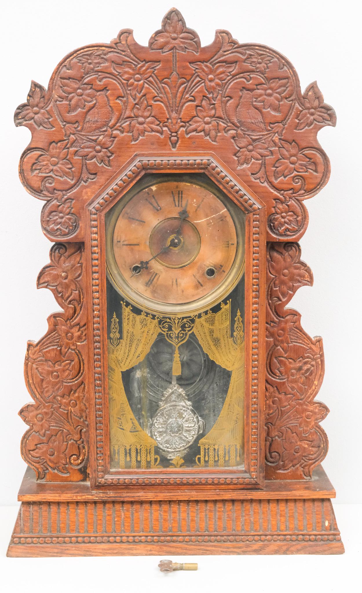 Carved Oak Gingerbread Clock (1 of 10)