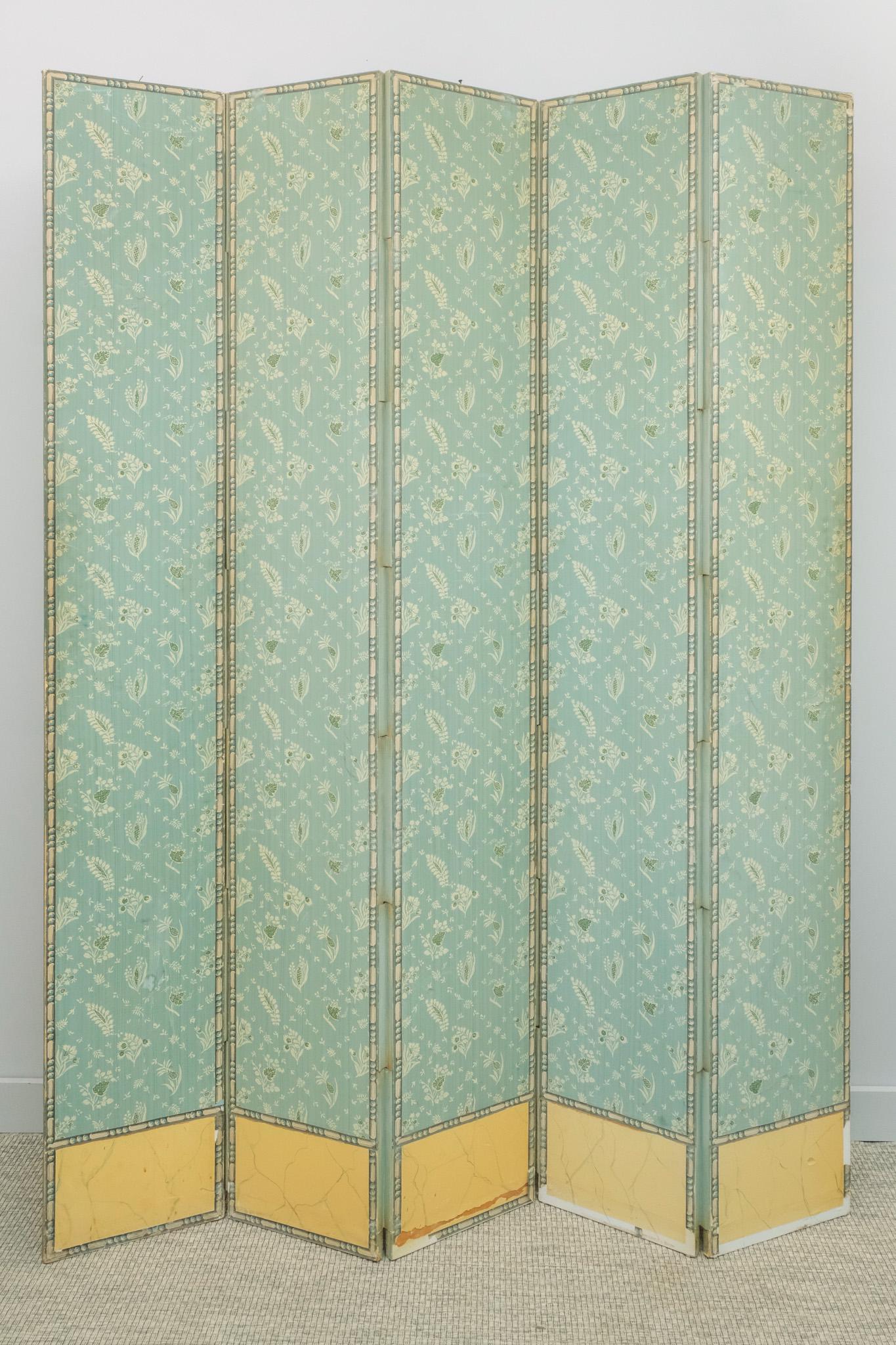 Vintage 5-Panel Wallpaper Folding Screen (1 of 8)