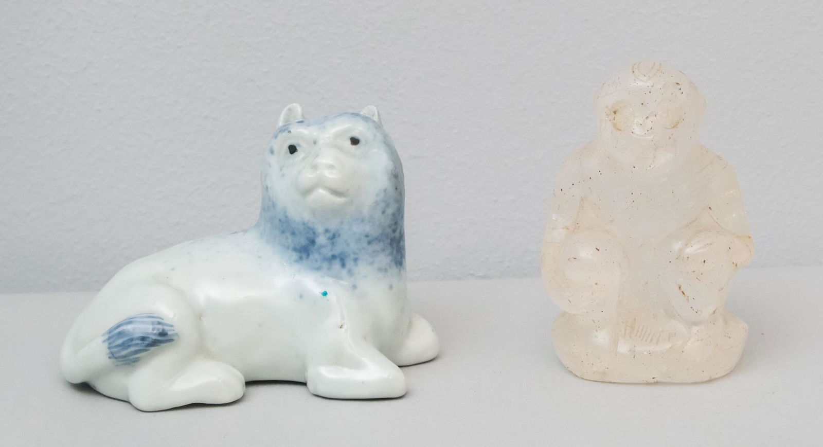 Old Chinese Pottery Lion & Carved Quartz Monkey (1 of 6)