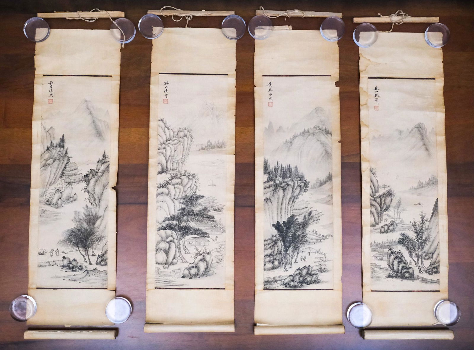 Four Antique Painted Japanese Scrolls (1 of 8)