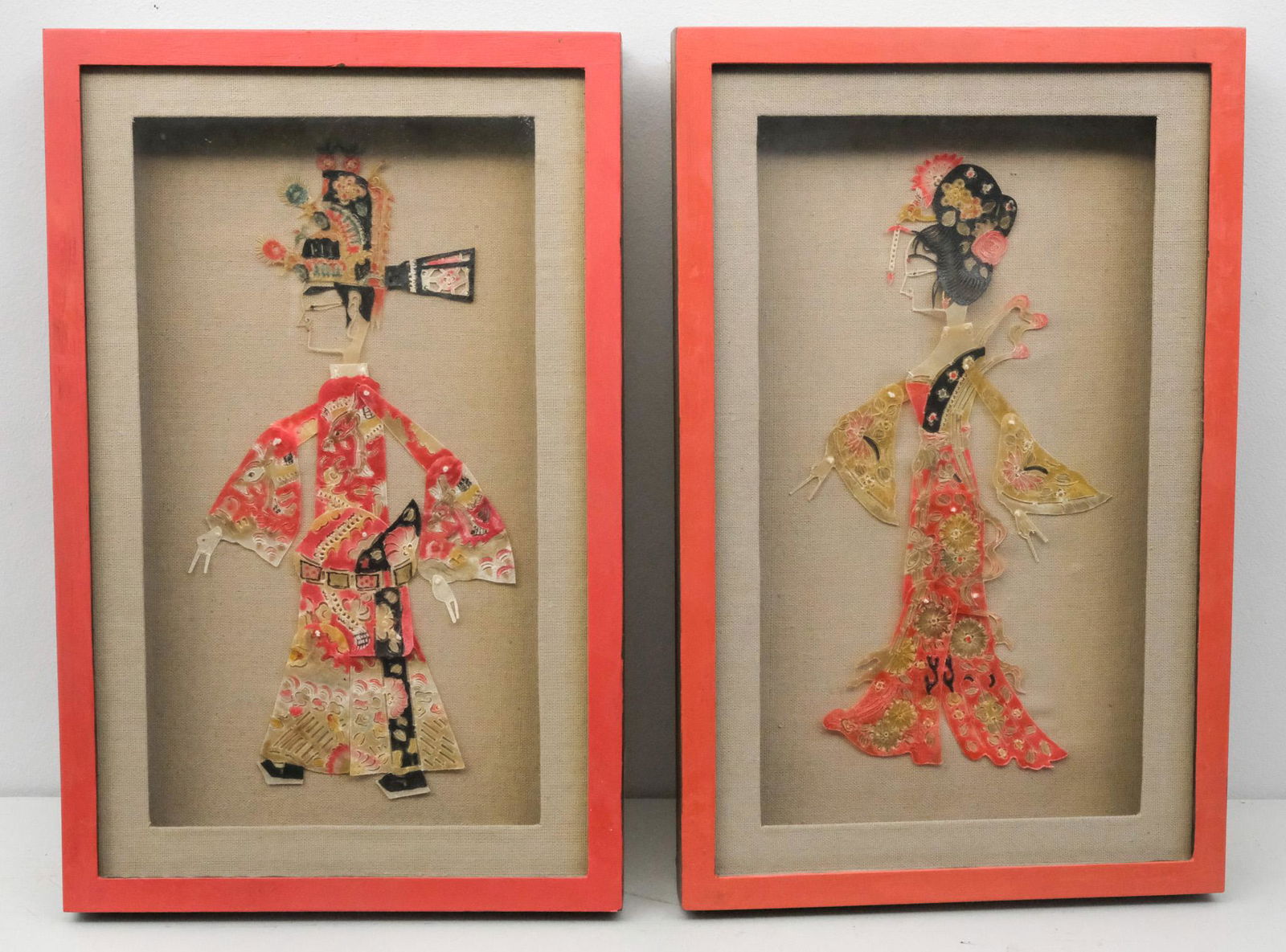 Pair of Mounted & Framed Chinese Shadow Puppets (1 of 7)