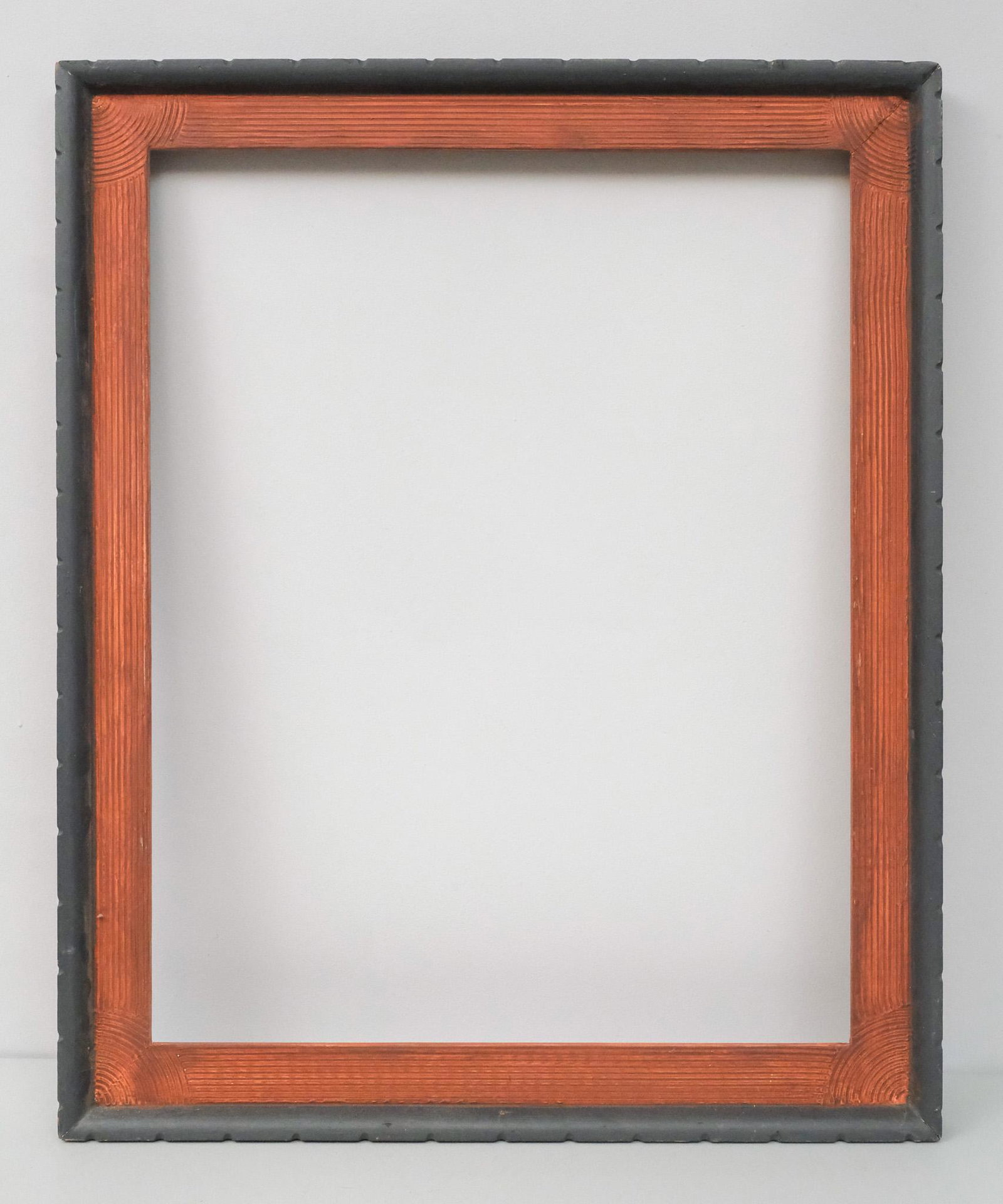 American Folk Art Frame: American, circa 1940, with grain-painted flat panels. 26 1/4" x 32", rabbet 22" x 28", molding 2 1/2".