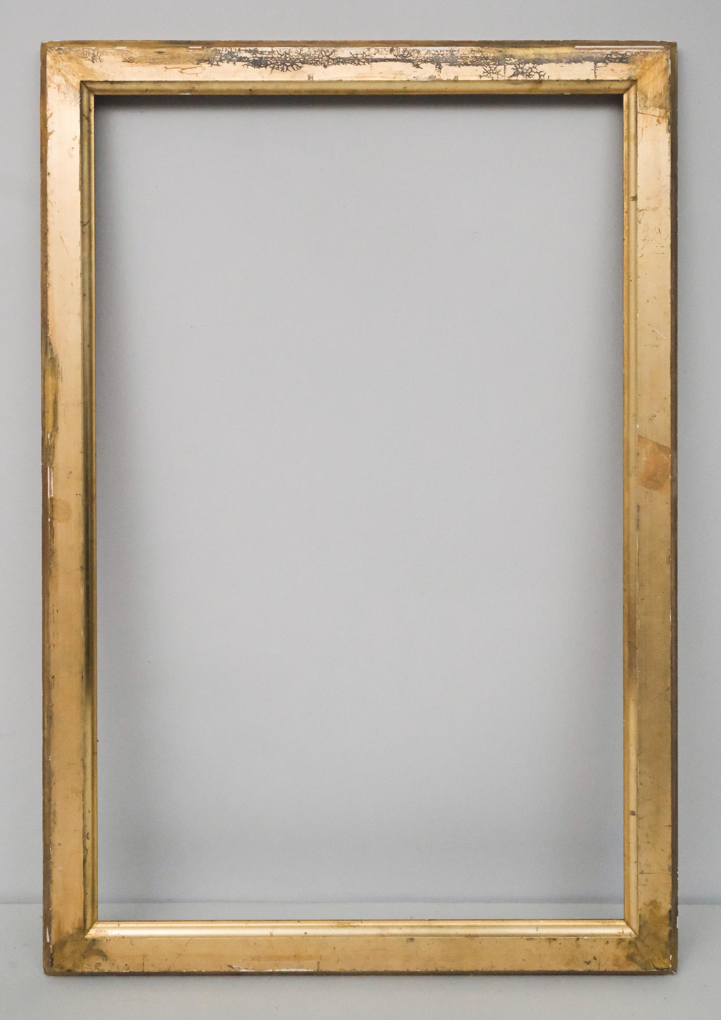 American Lemon Gold Frame: American, circa 1860, flat profile with lovely original surface. Overall 25 3/4" x 38", rabbet 22" x 34", molding 2 1/4".