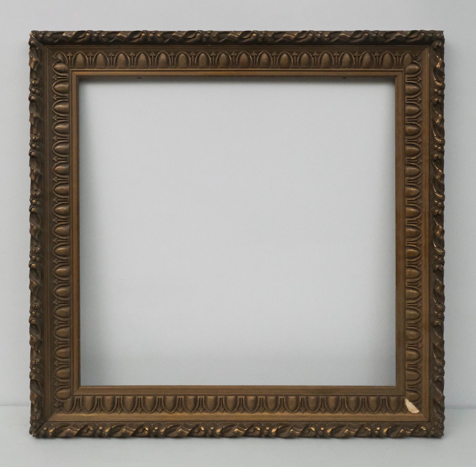 American Barbizon Gilt Frame: American, ca. 1890, having egg and dart flat panel. Overall 32" x 32 1/2", rabbet 25" x 26", molding 3 1/2".