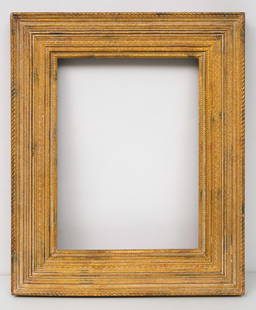 Stanford White Gilt Frame: Newcomb Macklin, circa 1900, designed by Stanford White with alternating rows of repeating waves, ripples, rope twist, pearls, etc. Overall 19" x 23", rabbet 12" x 16", molding 3 3/4".