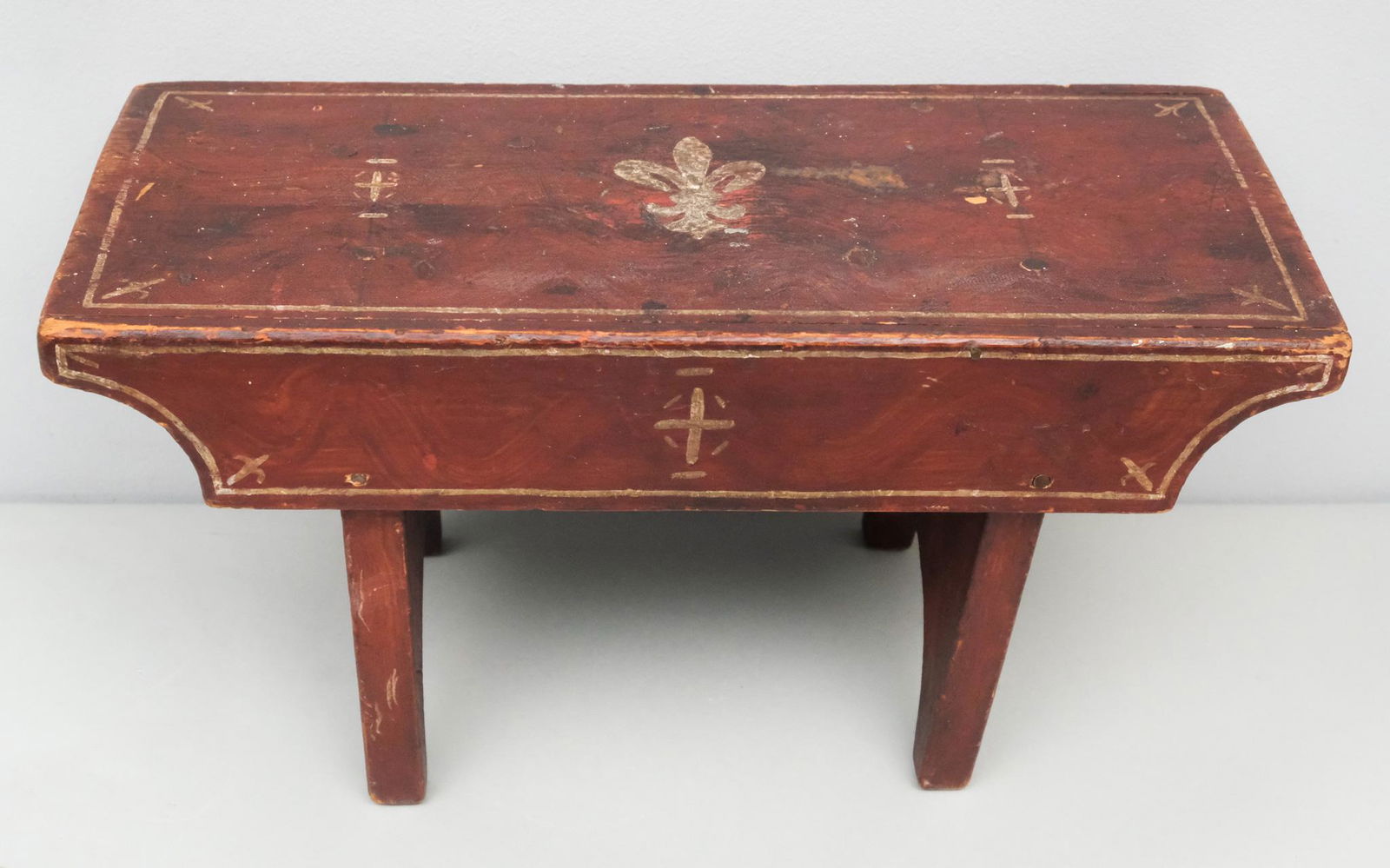 Antique Painted Wood Foot Stool (1 of 10)