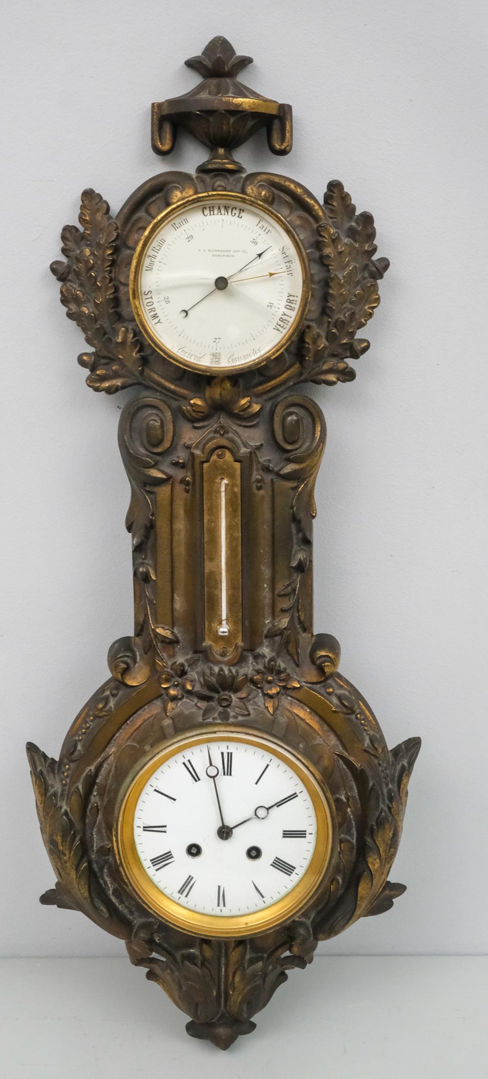 English Cast Iron Wall Clock & Barometer (1 of 8)