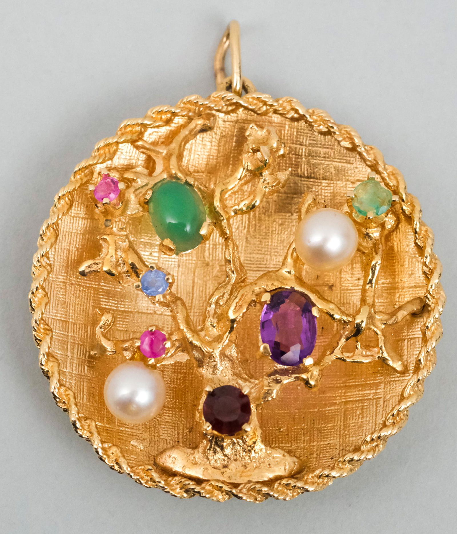 Large 14K Gold & Gemstone Tree of Life Charm (1 of 3)