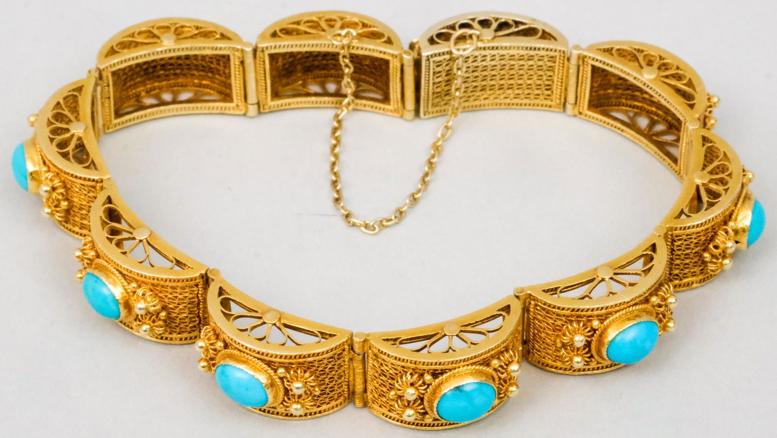 14K Gold Filigree & Robin's Egg Turquoise Bracelet (1 of 7)