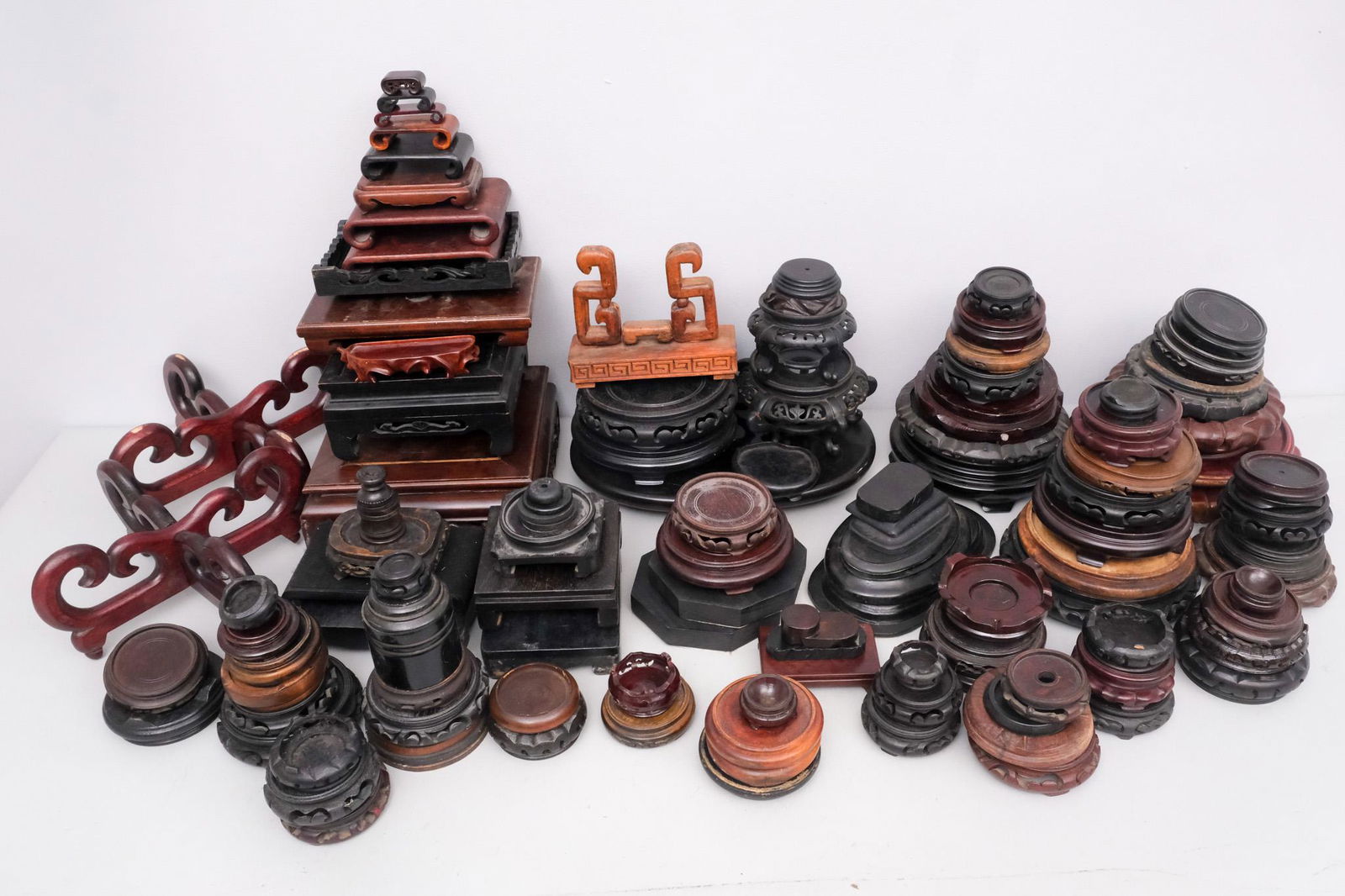 Large Quantity of Carved Chinese Wooden Stands (1 of 1)