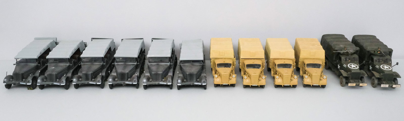 Collection of Unimax Toy Army Trucks: Well detailed and ready to roll.