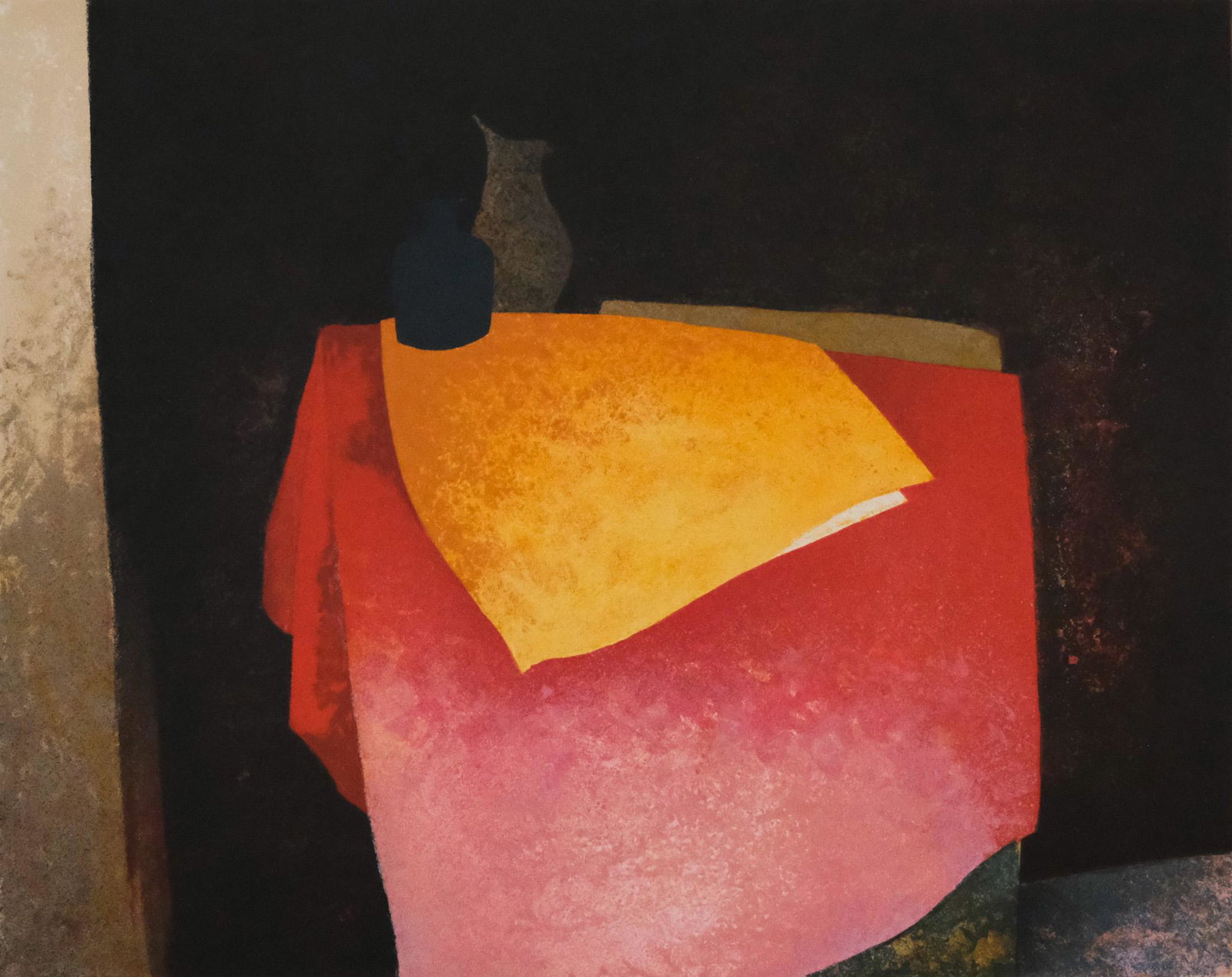 Claude Gaveau, tabletop Still Life: Claude Gaveau (French, born 1940), lithograph on paper depicting a table layered with drapery, signed l.r., 15 3/4" x 20" image size, 19 3/4" x 25 3/4" sheet size.