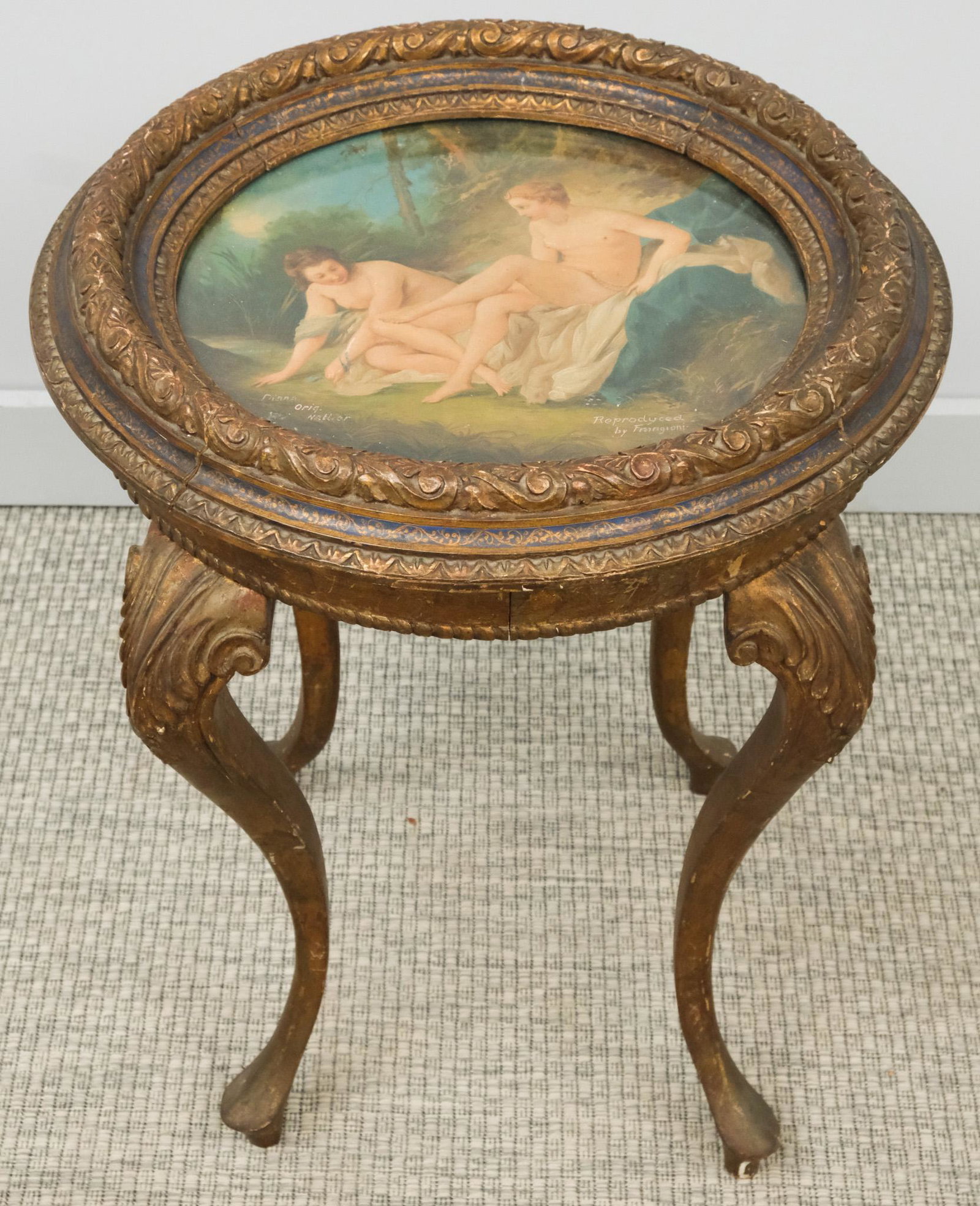 Italian Gilt Frame Table with Oil on Panel (1 of 9)