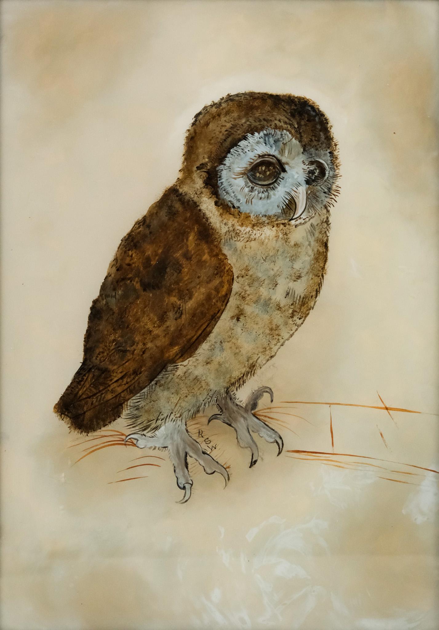 American School, Reverse Painted Glass Owl (1 of 5)