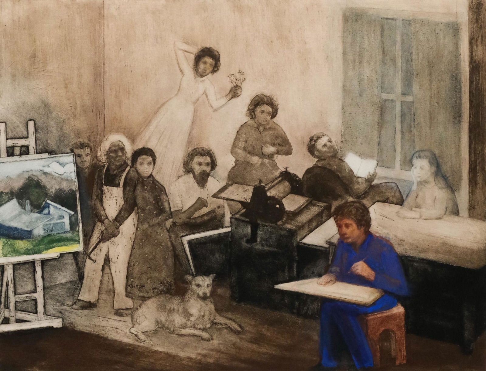 Haim Mendelson, "The Artist & His Dead" (Aquatint) (1 of 5)