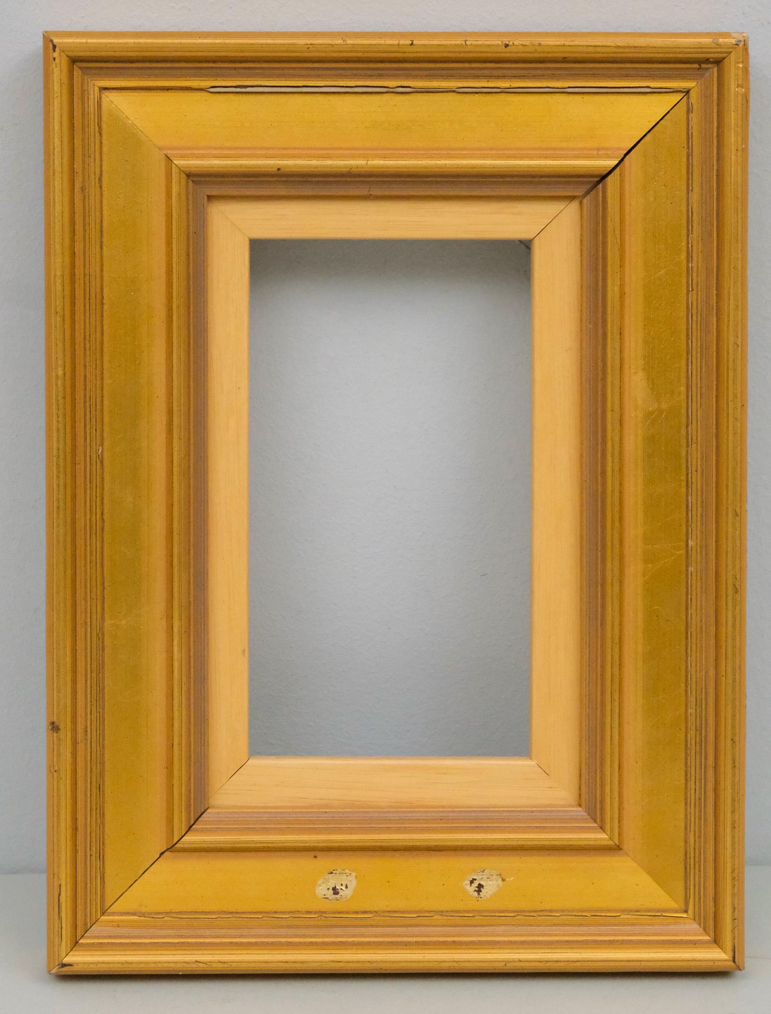 Custom Giltwood Frame 4" x 7": American 20th century, having bare wood liner. Overall 8 3/4" x 11 3/4", Rabbet 4" x 7", Molding 2 1/2"