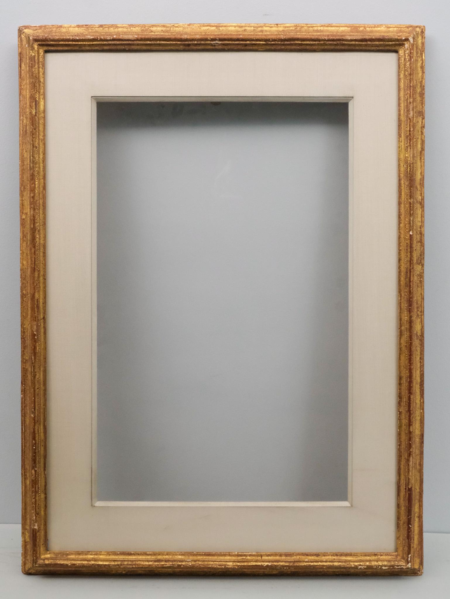 Custom Giltwood Frame 12 1/2" x 19 1/2": American, 20th century, in the early Italian style. Overall 19 1/2" x 27", Rabbet 12 1/2" x 19 1/2", Molding 3 3/4"