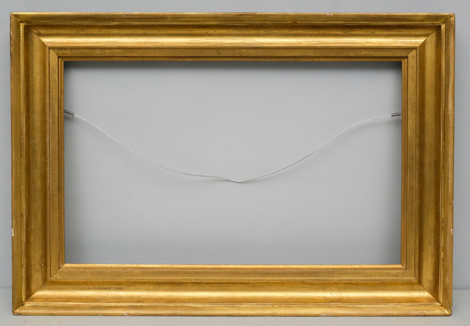 American Lemon Gold Frame 13" x 21": American, ca. 1830, cove molded frame. Overall 17 1/2" x 25 1/2", Rabbet 13" x 21", Molding 2 1/2"
