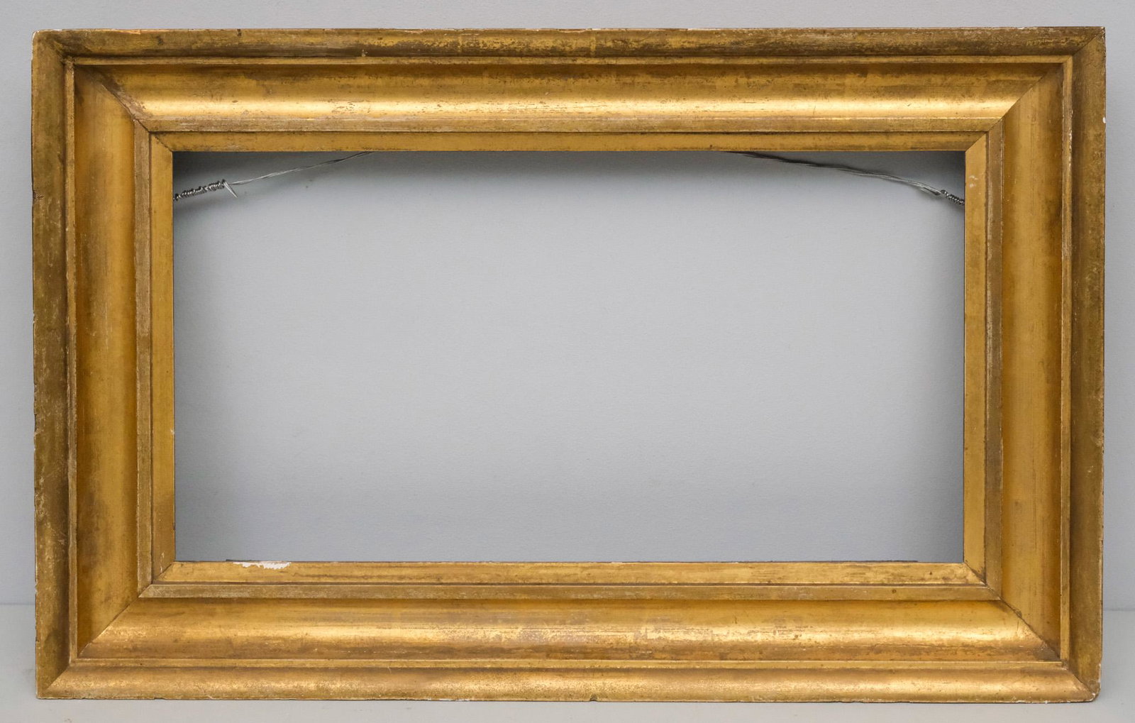 American Lemon Gold Frame 11" x 20": American, ca. 1840, having cove profile. Overall 16" x 25", Rabbet 11" x 20", Molding 3"