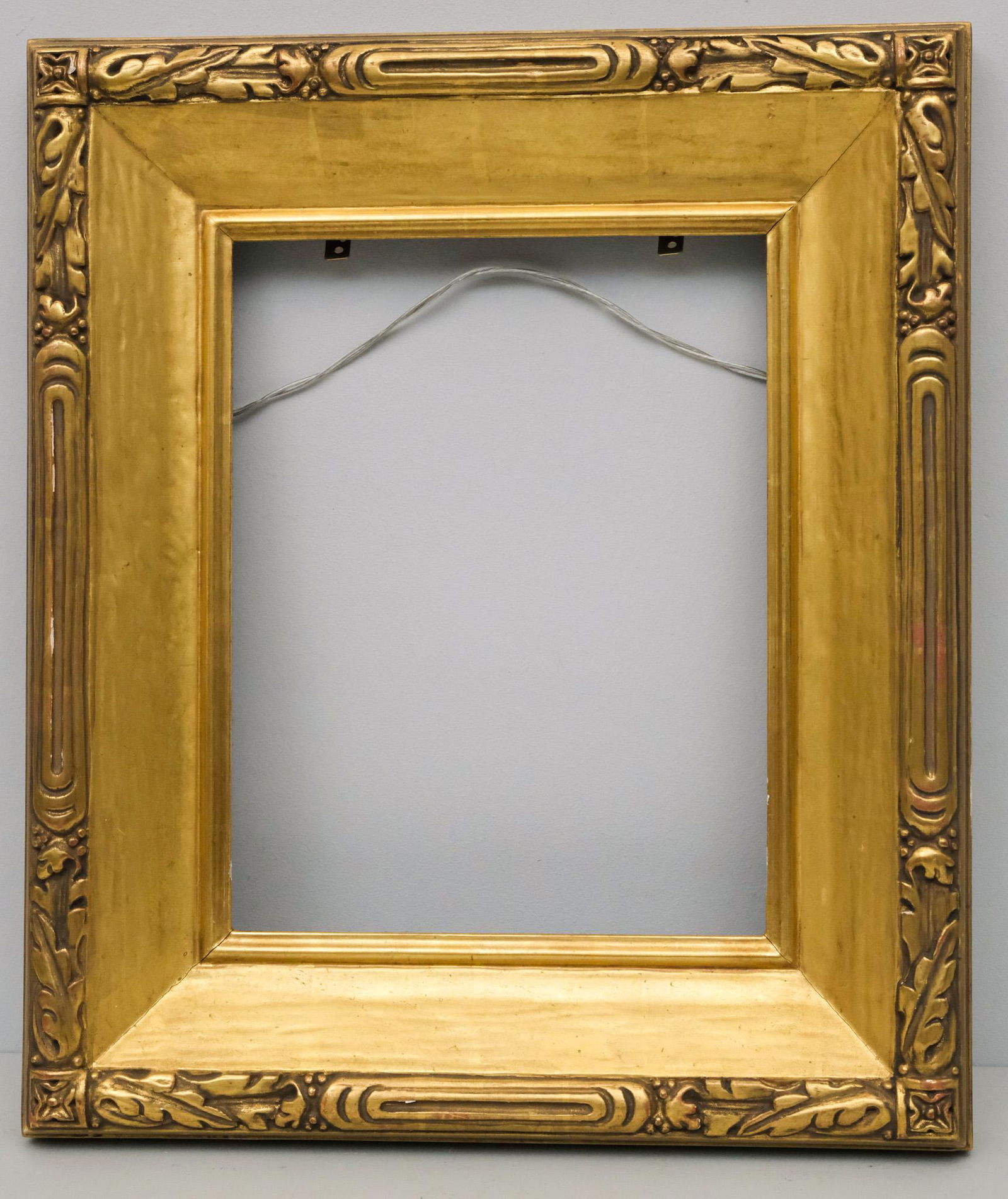 Custom Newcomb Macklin Frame 10 1/2" x 13 1/2": American, 20th century. Hand carved and gilded custom cassetta frame. Overall 17 3/4" x 20 3/4", Rabbet 10 1/2" x 13 1/2", Molding 3 3/4"