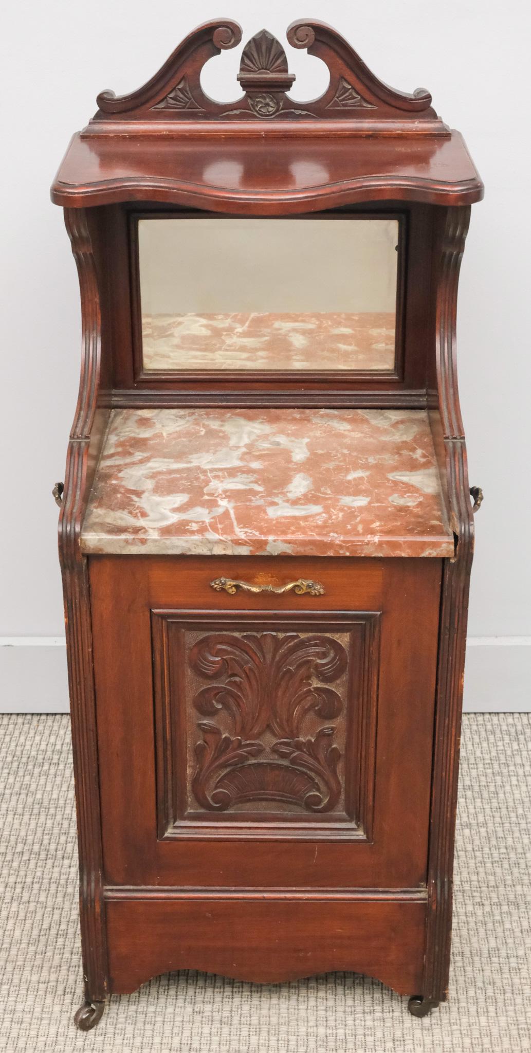 Antique Marble & Mirror Back Coal Cabinet (1 of 7)