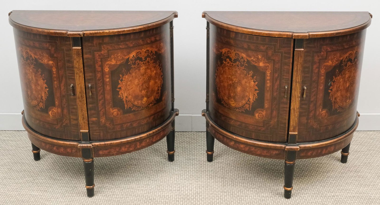 Pair of Decorative Crafts Demilune Cabinets (1 of 10)