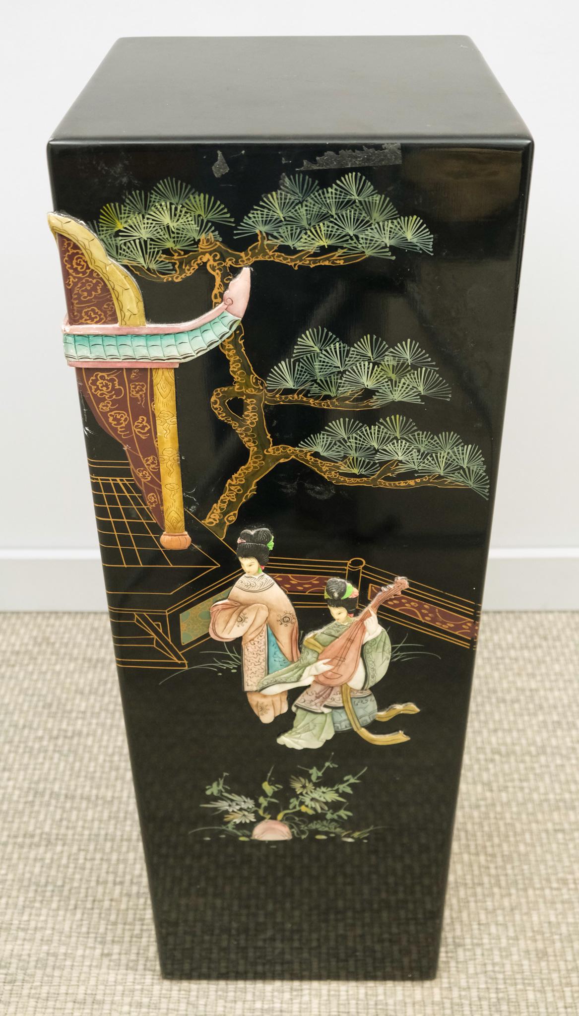 Chinese Black Lacquer Square Pedestal (1 of 6)