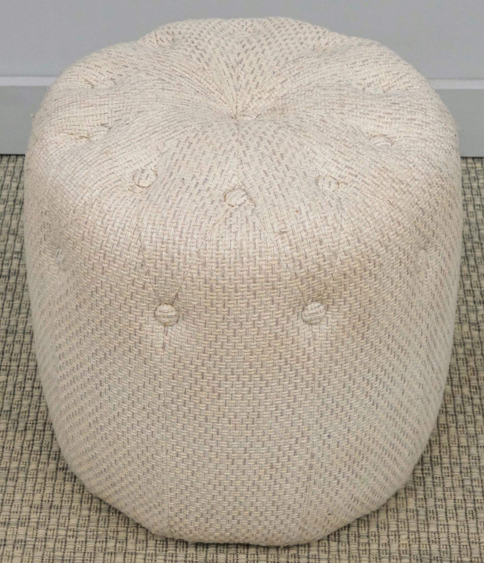 Tufted Gray Upholstered Pouf (1 of 4)