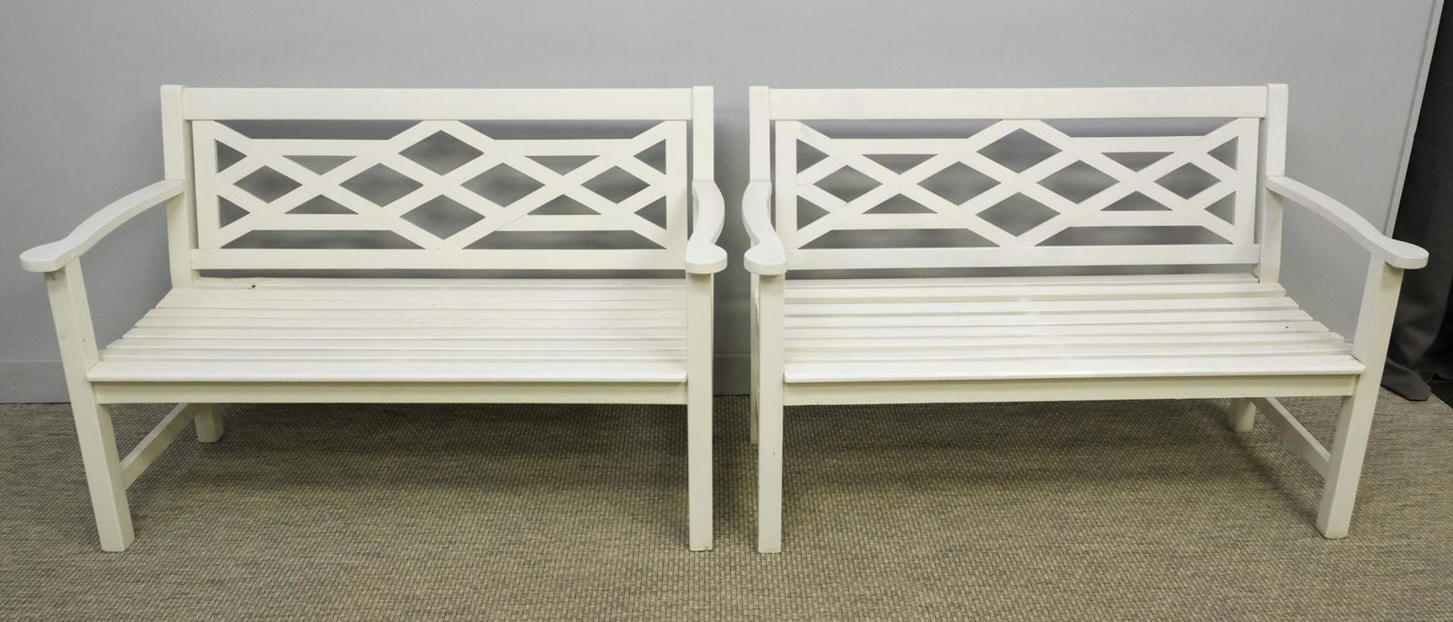 Pair of Modern White Outdoor Benches (1 of 9)