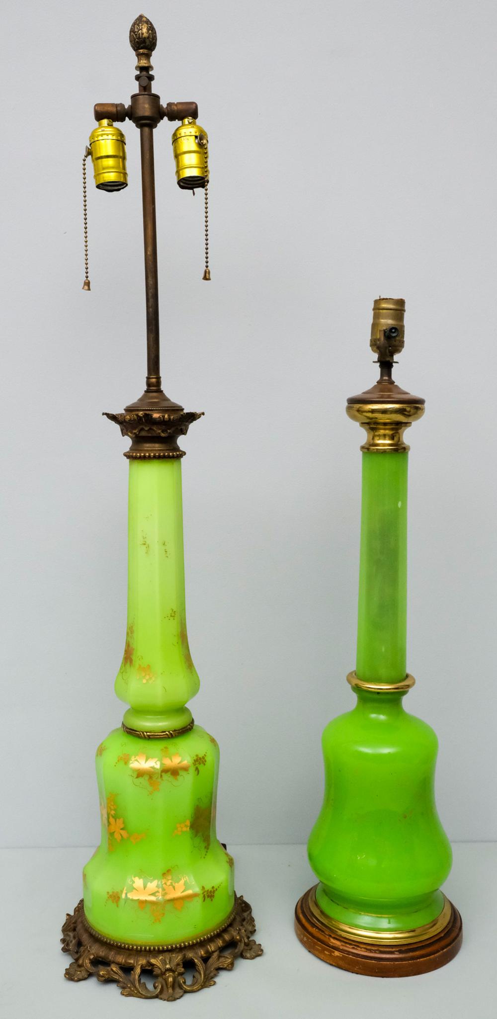2 Green Opaline Lamps (1 of 8)