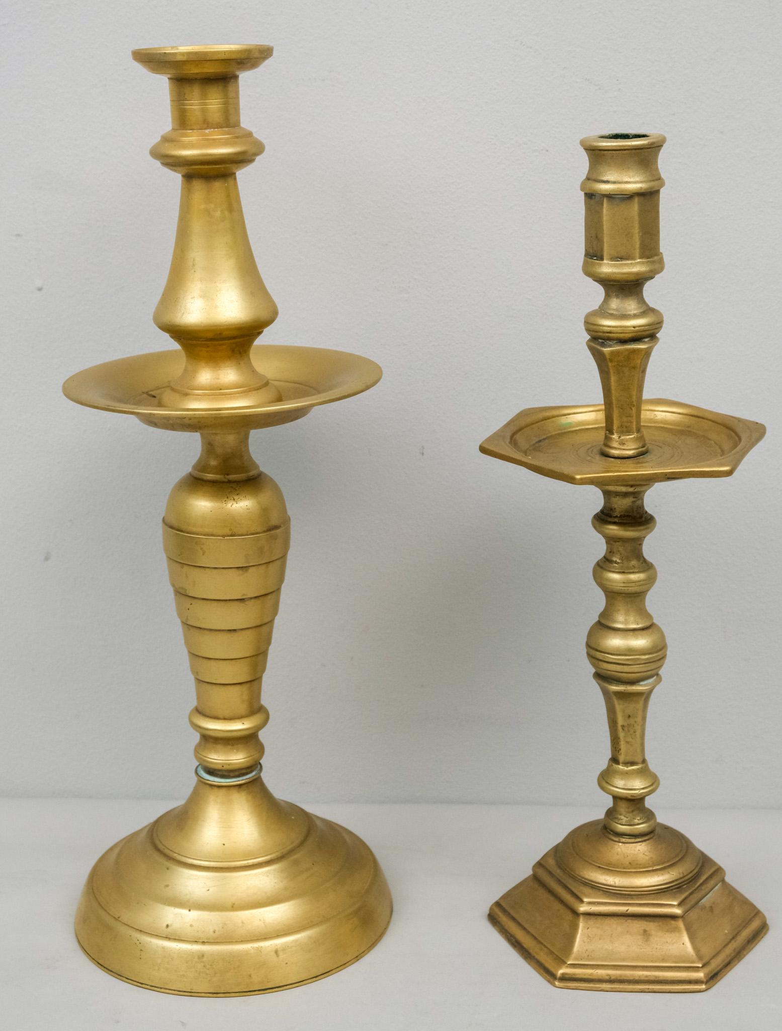 2 Early Antique Brass Candlesticks (1 of 5)
