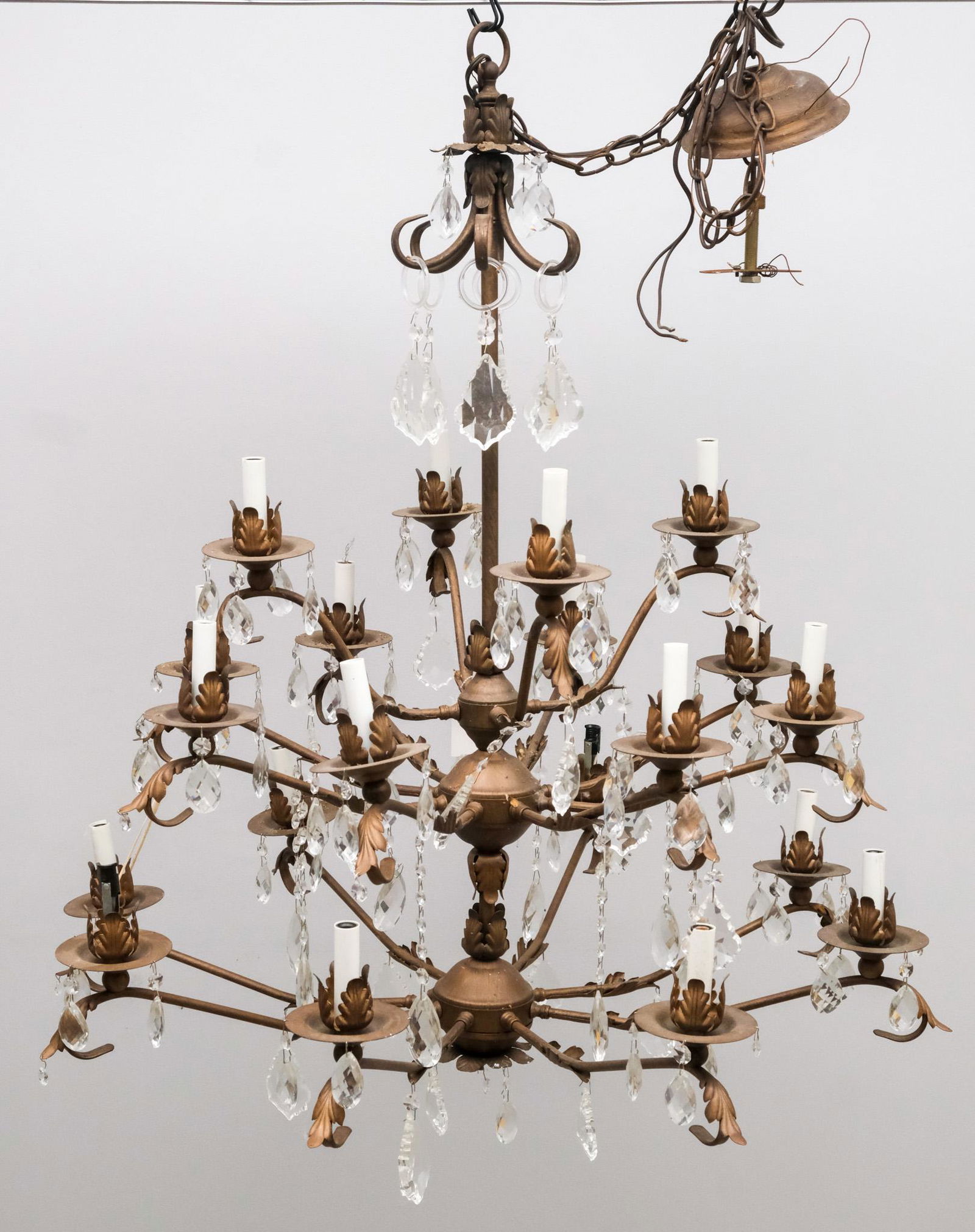 Vintage Brass & Glass Chandelier (1 of 8)
