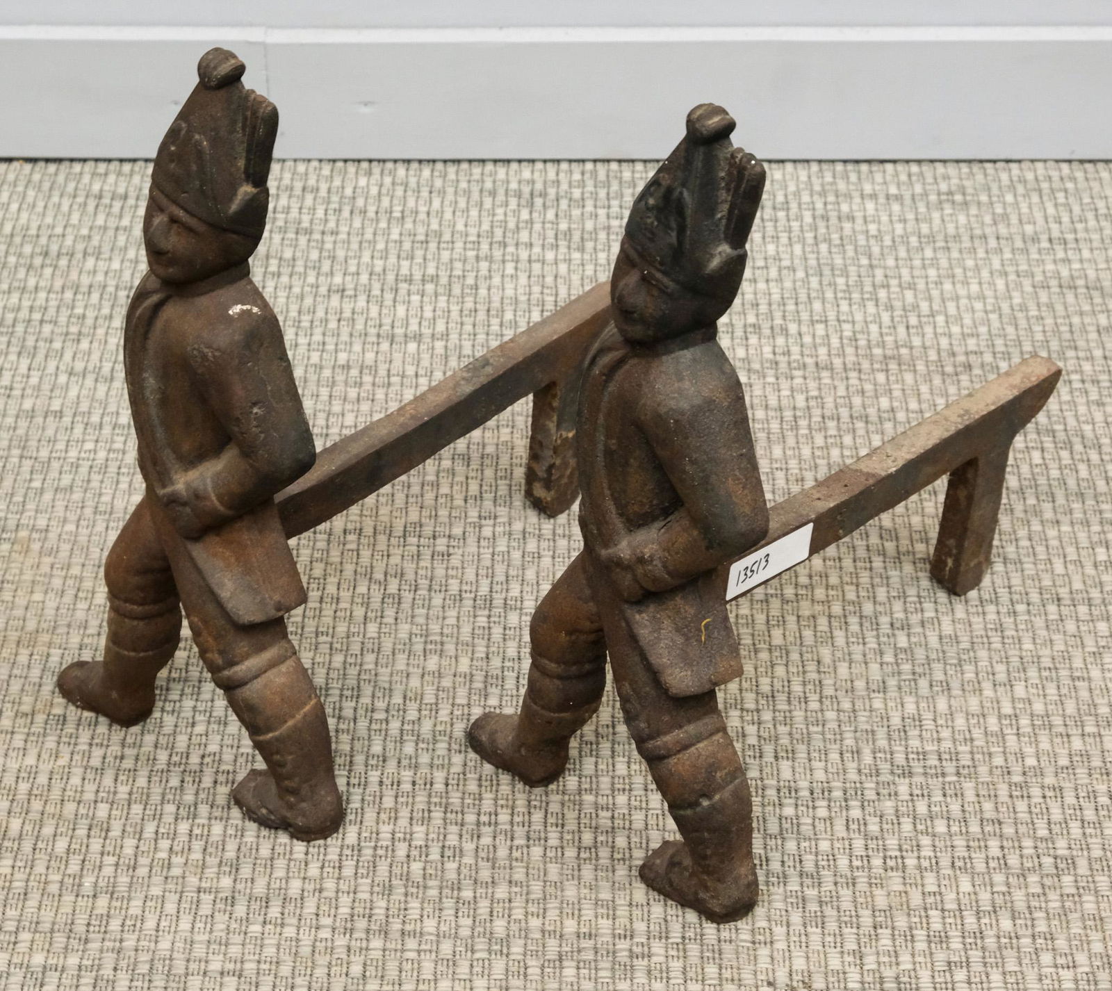 Pair of Antique Hessian Andirons (1 of 5)