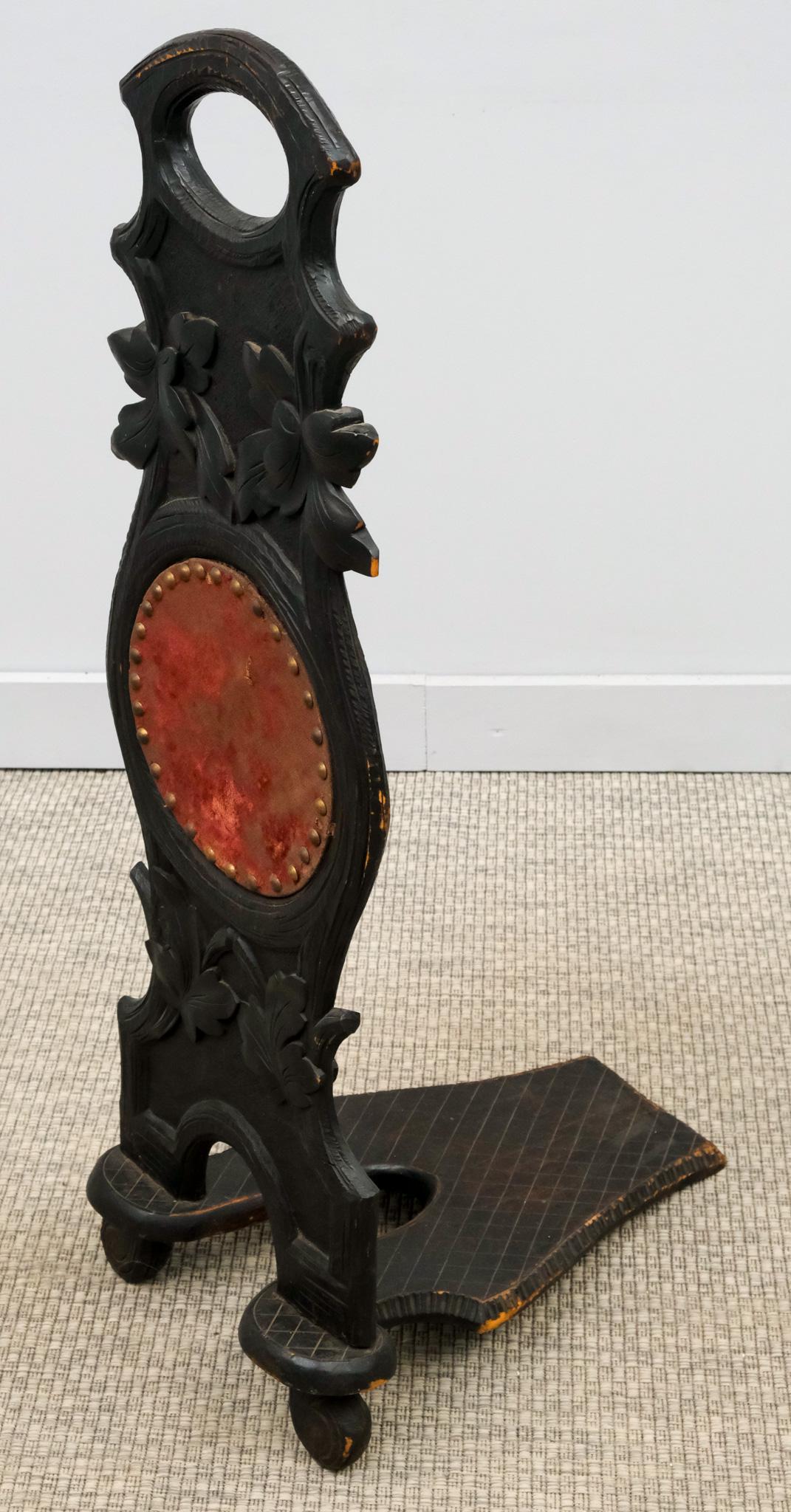 Velvet Decorated Victorian Carved Bootjack (1 of 7)