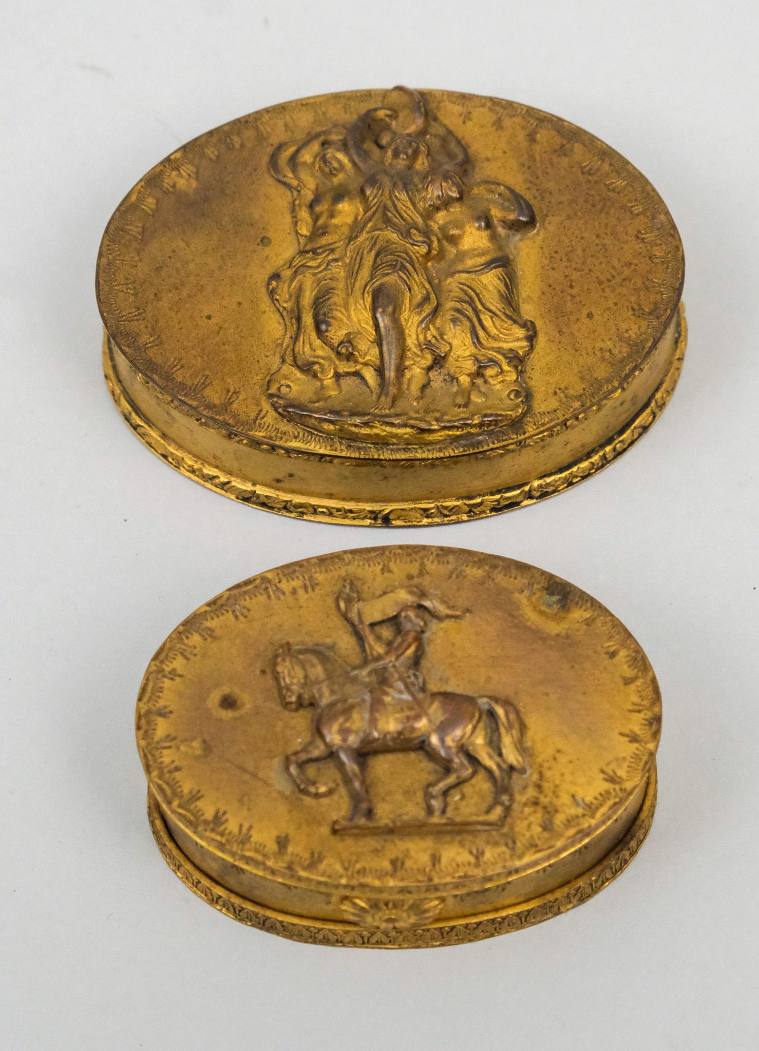 2 Antique High Relief Brass Snuff Box (1 of 9)