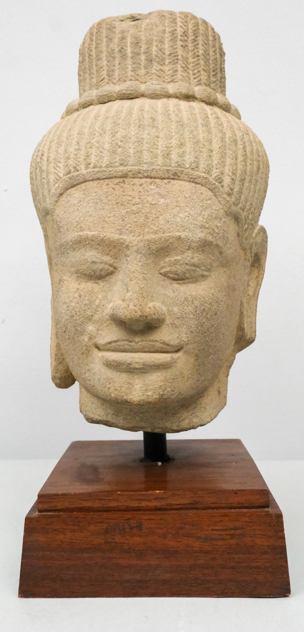 Ancient Cambodian Khmer Bodhisattva Buddha Head (1 of 10)