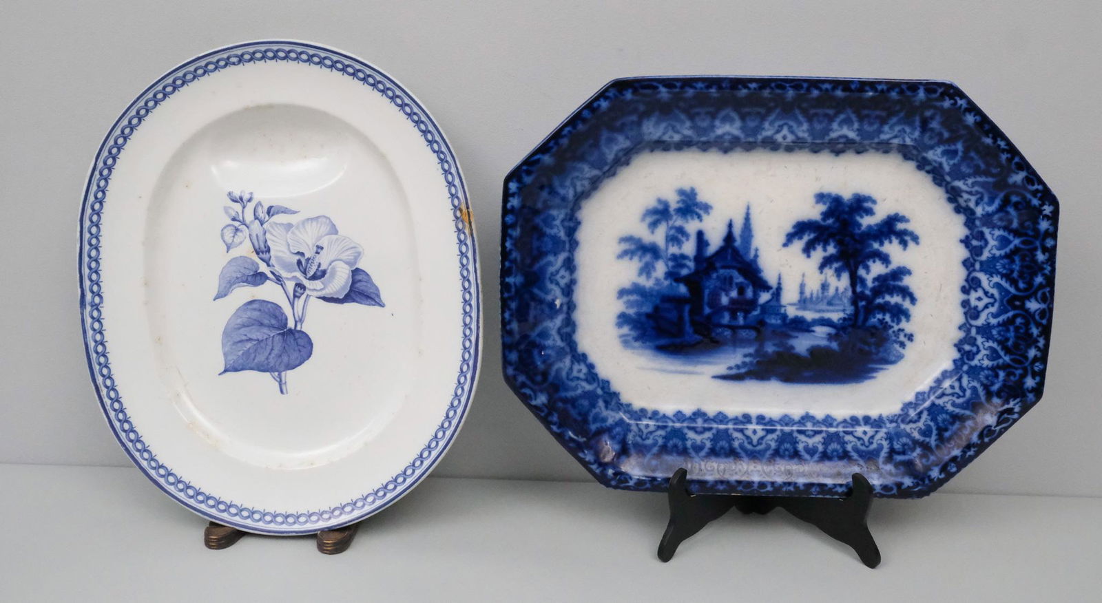 2 Antique Blue & White Platters (1 of 7)