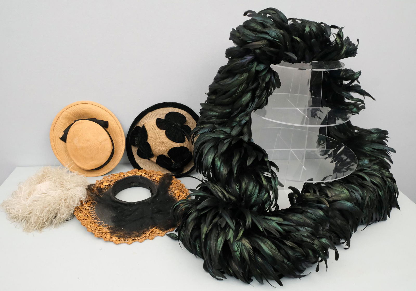 Vintage Hats, a Feather Boa and a Display Stand (1 of 5)