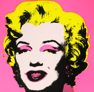 Andy Warhol - Sunday B. Morning, Pink Marilyn: Andy Warhol (American, 1928-1987) and Sunday B. Morning, circa 1970, serigraph on paper depicting the iconic visage of Marilyn Monroe in neon pink and yellow, stamped "fill in your own signature" and