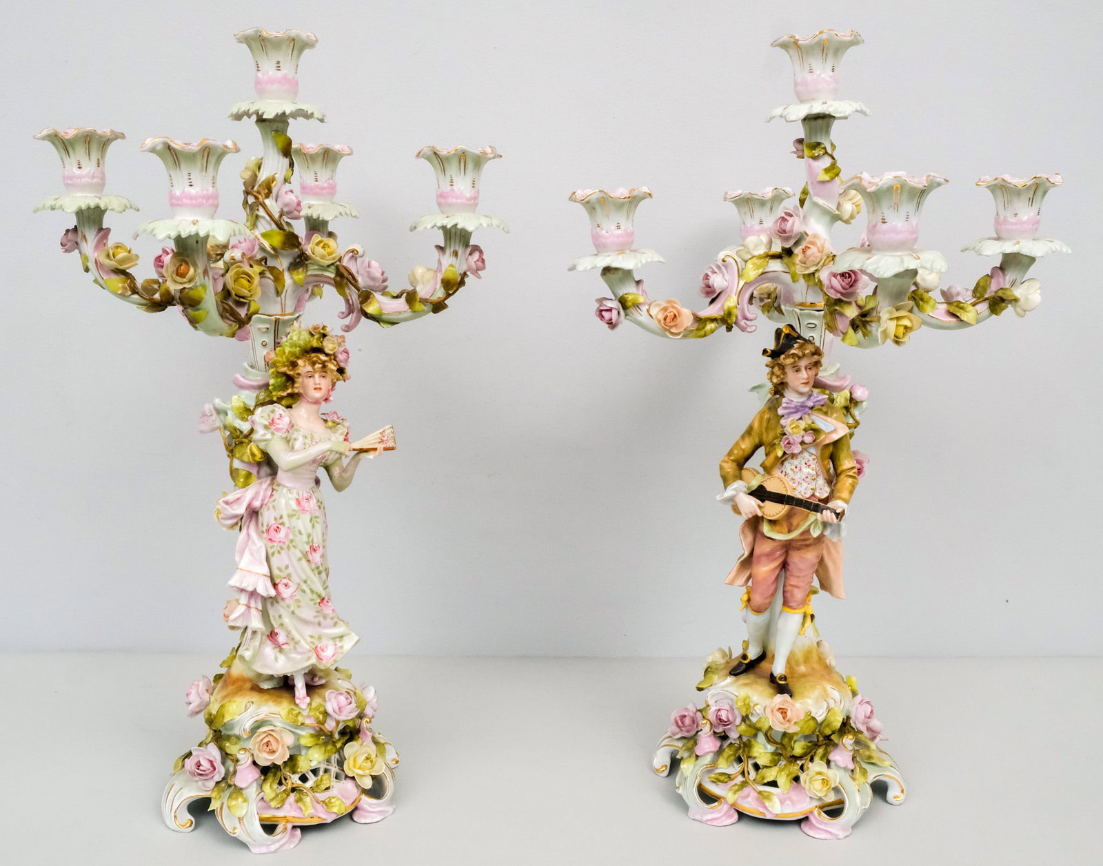 Pair of Sitzendorf Figural Porcelain Candelabras (1 of 11)