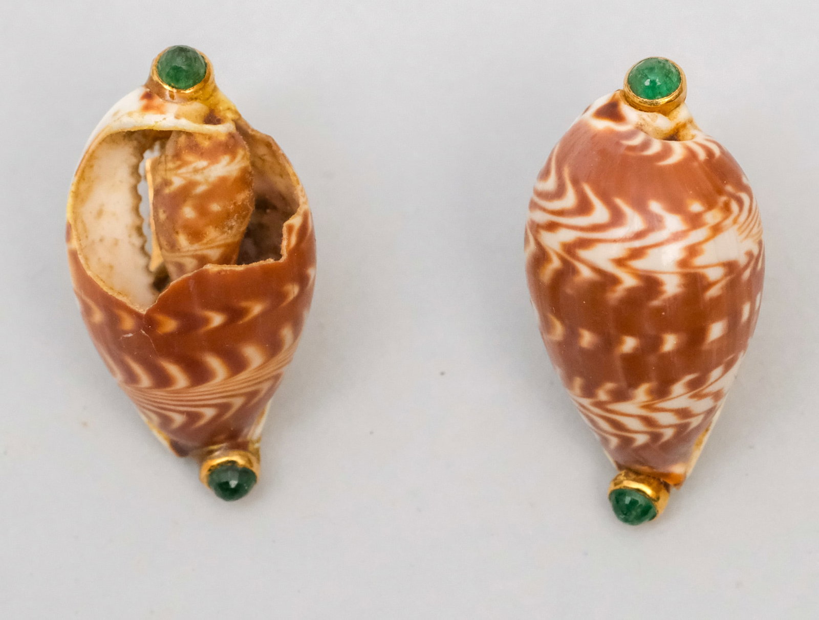 French 18K Gold Cowrie Shell Mounted Earrings (1 of 8)