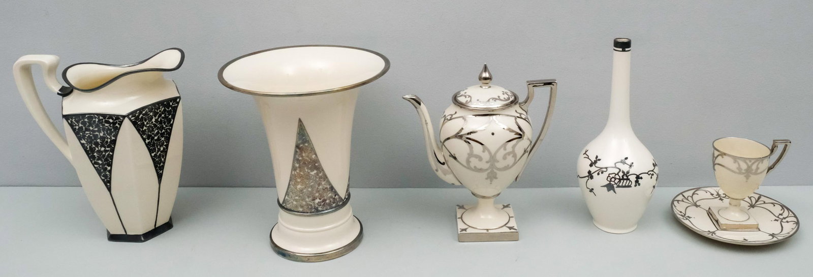 Group of American Belleek Silver Deposit Porcelain (1 of 13)