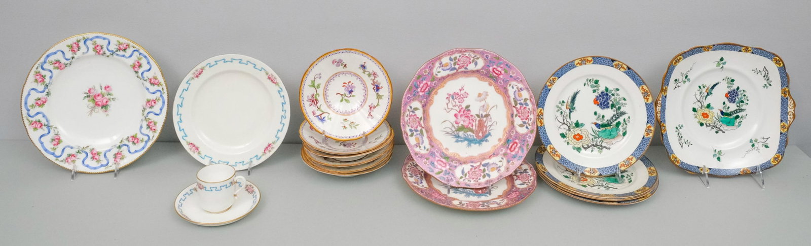 Group of Fine Porcelain: Mostly Worcester & Minton. Cake plate 9 5/8".