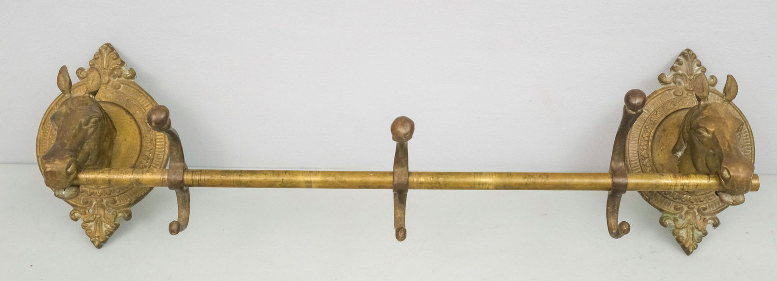 Antique Brass Figural Horse Coat Rack (1 of 6)