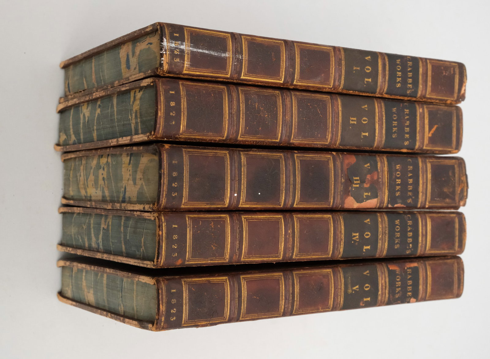 The Works of the Rev. George Crabbe in 5 Volumes: Published by John Murray, Albemarle-Street, London, 1823. Volumes measure 5 1/2" x 8 1/2"