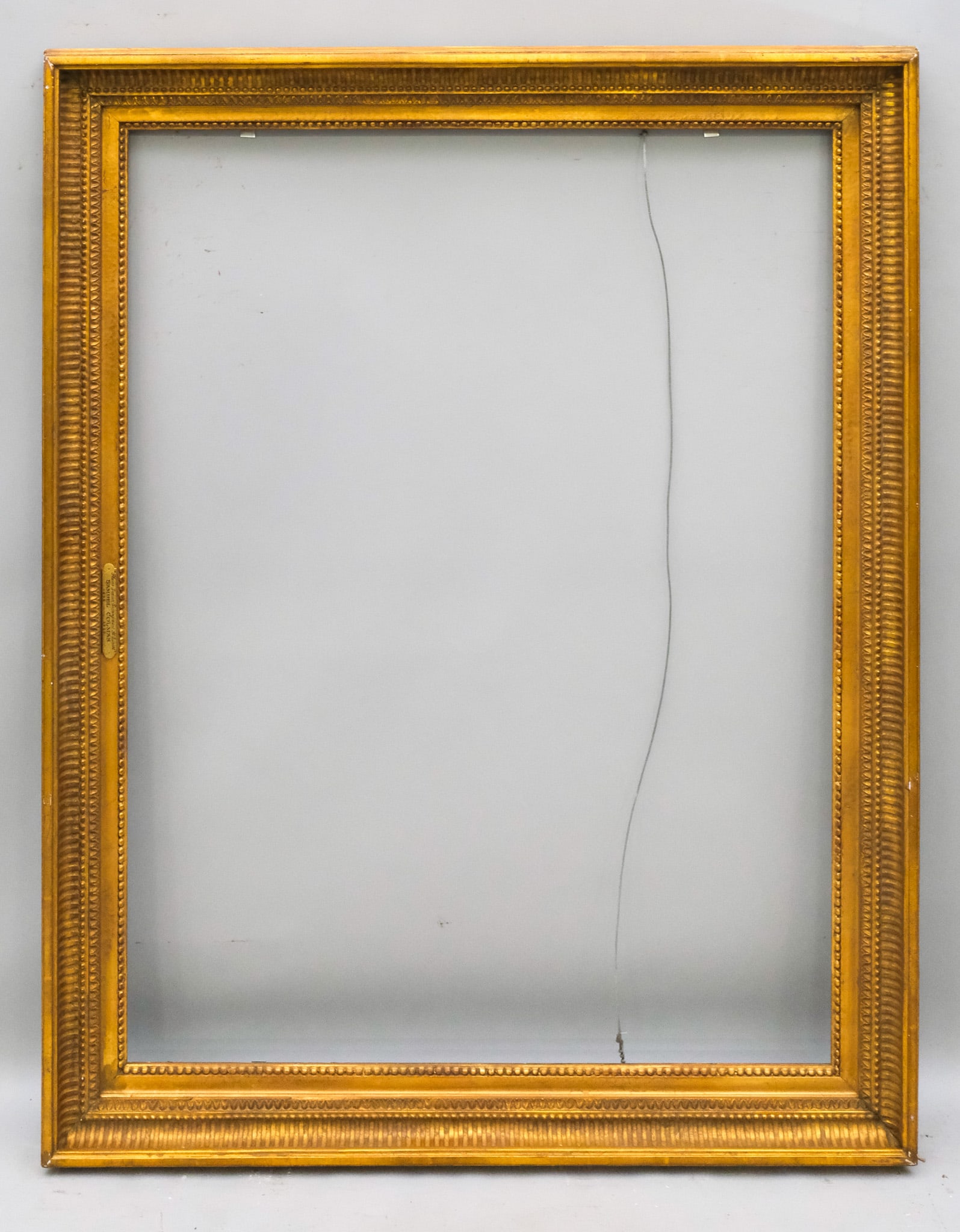 American Custom Giltwood Frame 30" x 40 1/4": American, 20th century, in the Hudson River School style with fluted cove, bears name plate for Samuel Colman. Overall 36 1/4" x 47", Rabbet 30" x 40 1/4", Molding 3 1/2".