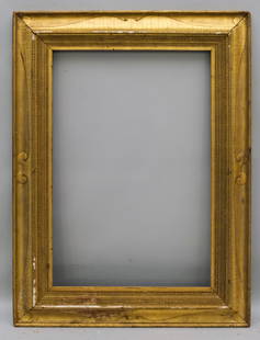 Stanford White Gilt Frame 24" x 36": Attributed to Joseph Cabus (1824-1894) NYC, ca. 1890, hand carved and gilded with compo elements, a tour de force of Stanford White's design, this frame is nearly identical to a frame that White had m