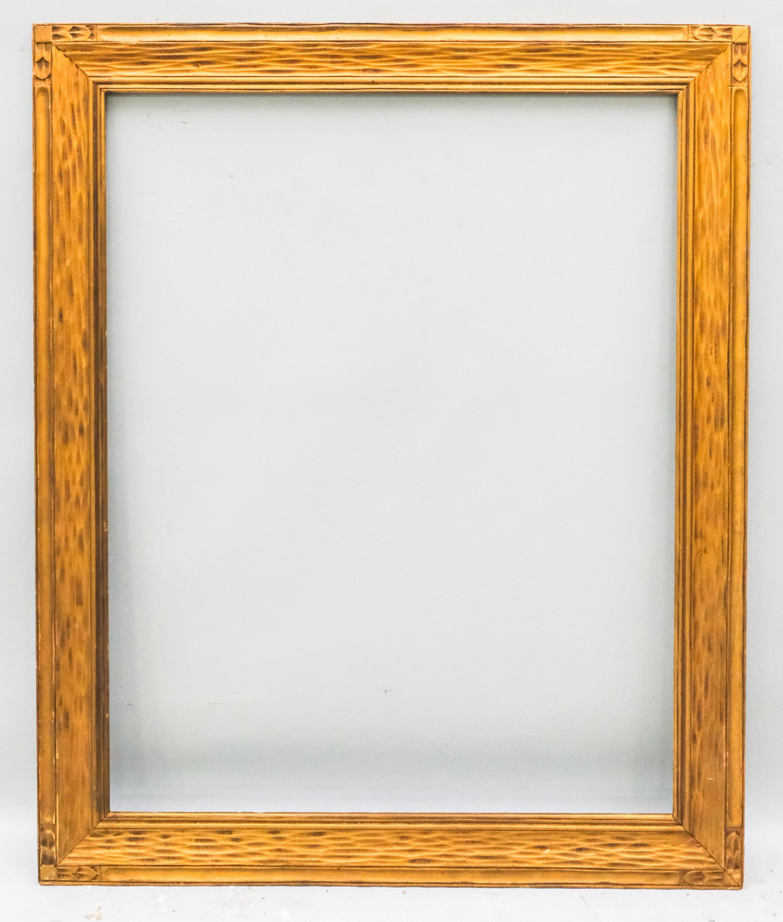 American Arts & Crafts Frame 28 1/4" x 36 3/4": American, ca. 1930, carved and gilded cassetta profile. Overall 35" x 43 1/4", Rabbet 28 1/4" x 36 3/4", Molding 3 1/2".