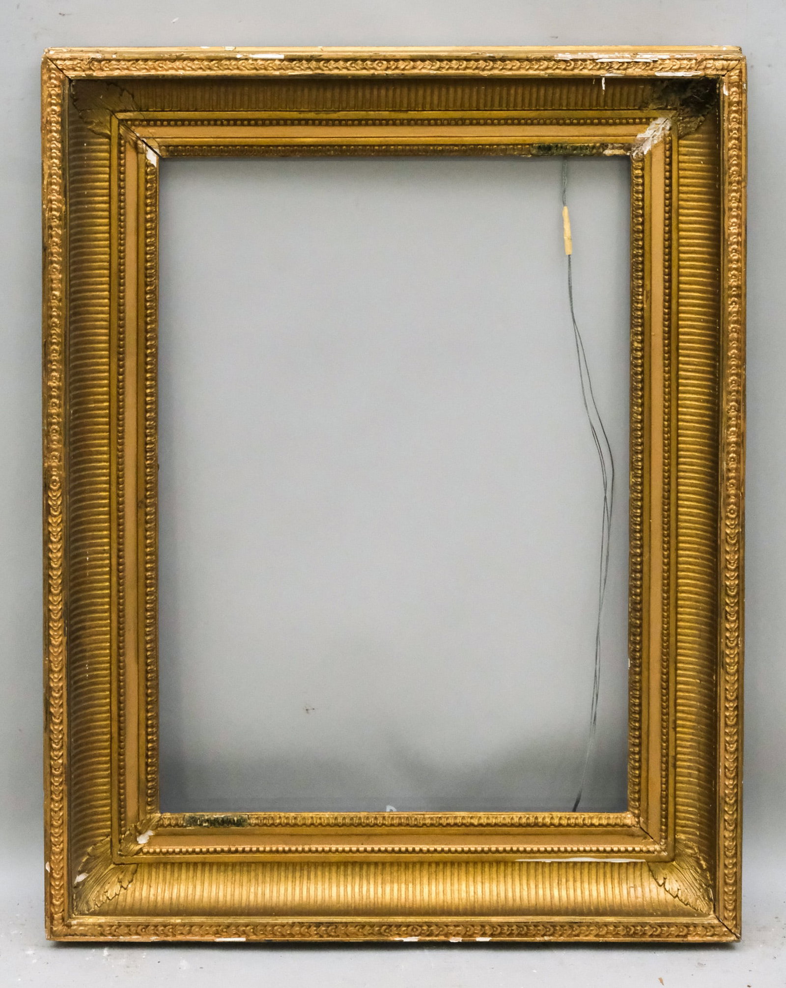 Hudson River School Gilt Frame 19 1/2" x 27 3/4": American, ca. 1860, having fluted cove and guilloche top edge. Overall 28 1/2" x 36 3/4", Rabbet 19 1/2" x 27 3/4", Molding 4 1/2".