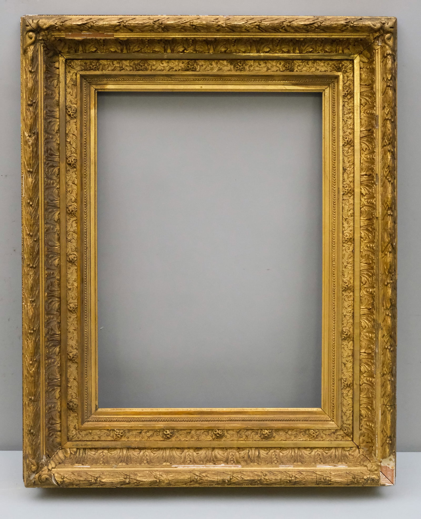 Hudson River School Gilt Frame 15" x 21": American, ca. 1880, having laurel and berry top edge. Overall 24 1/4" x 30 1/2", Rabbet 15" x 21", Molding 5".